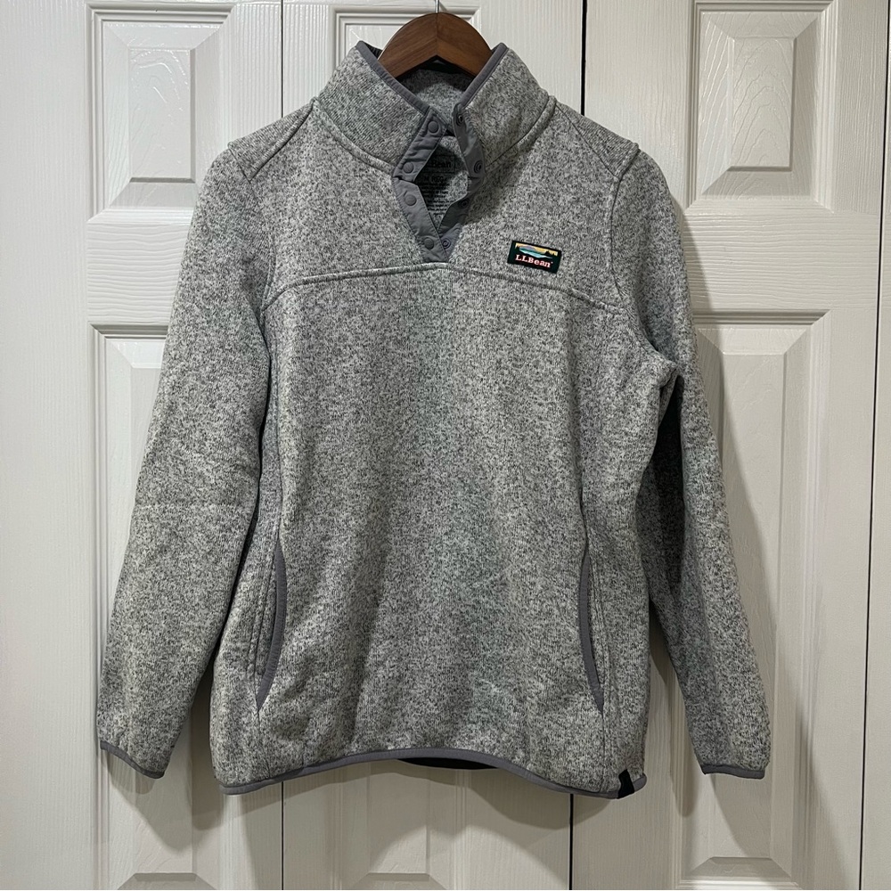 Llbean Heathered Gray Snap-T Fleece